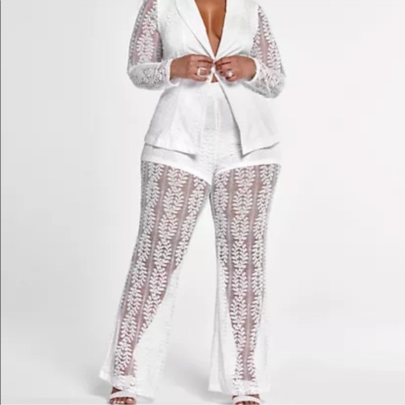 Fashion to Figure Jackets & Blazers - Fashion to Figure FTF set white lace blazer pants size 0